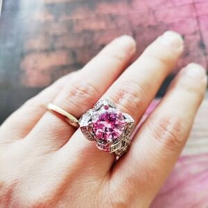 Sterling Silver S925 Ring with Well‑Cut Pink CZ – Size US 7 (UK O)